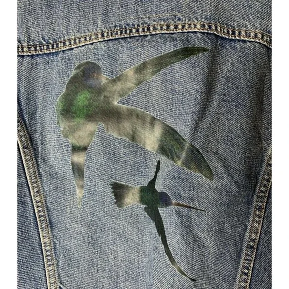 New Vintage Levi's Denim Blue Trucker Work Button Up Jean Jacket Songbird Size M